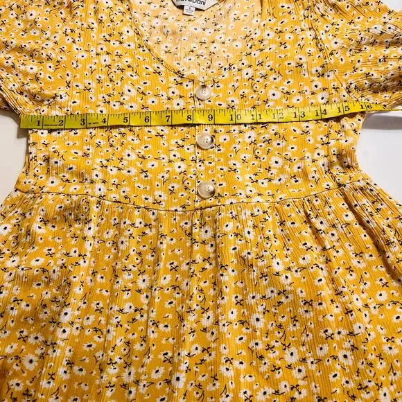Davi & Dani Floral Print Short Sleeve Flare Dress Size S Small Yellow Multi - Picture 6 of 7